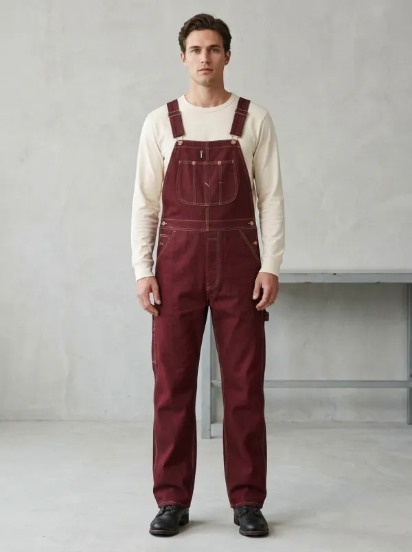 Men's Vintage Style Dark Denim Bib Overalls