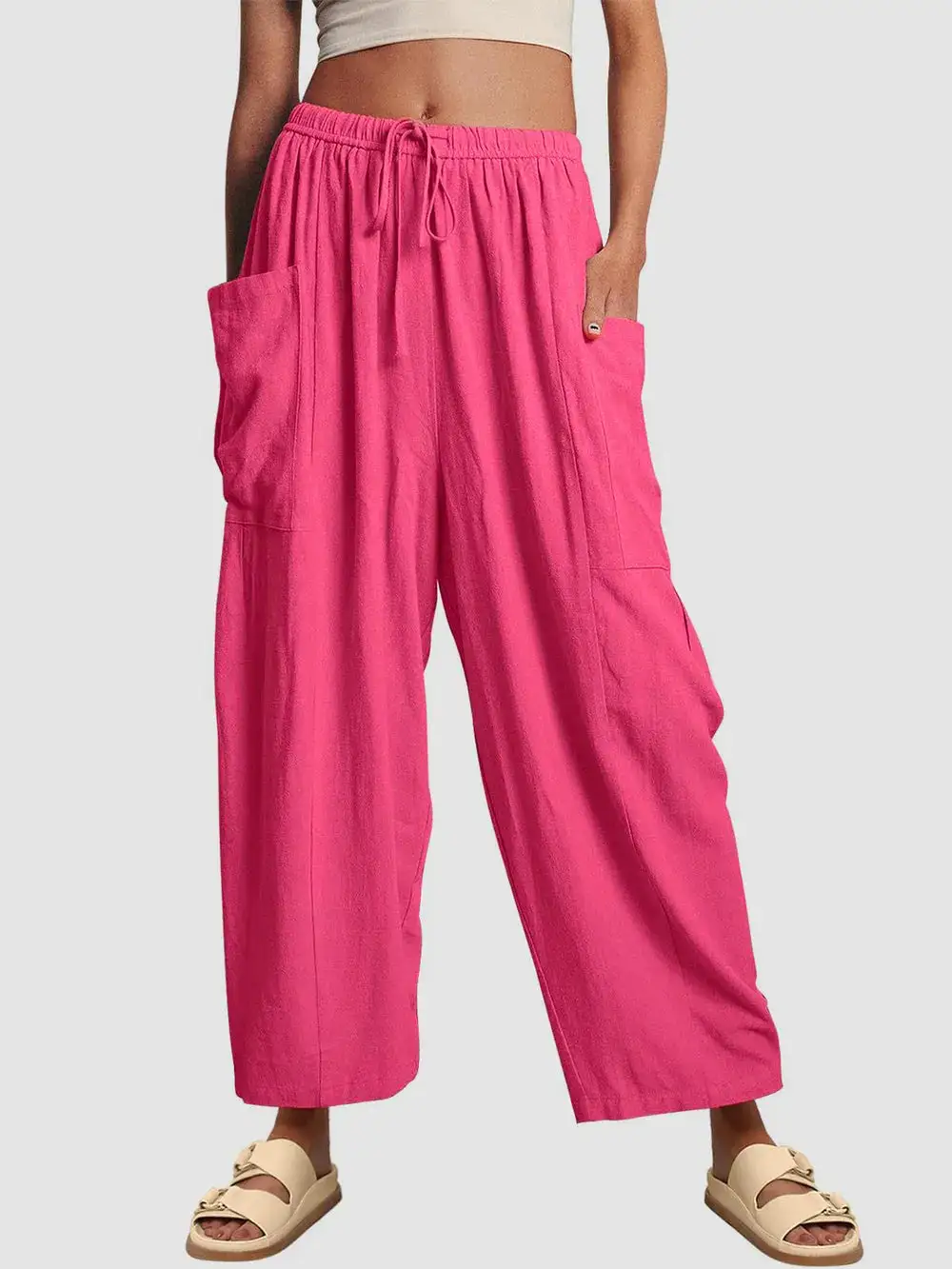 Polished Wide Leg Pocket Detail Pants