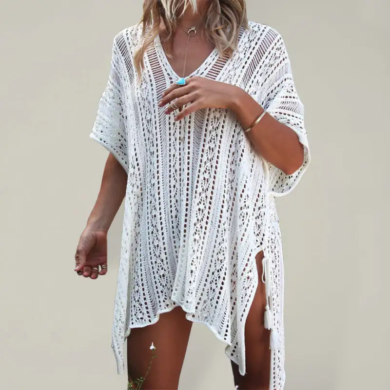 Knitted Hollow Blouse Coverup Swim Cover Up