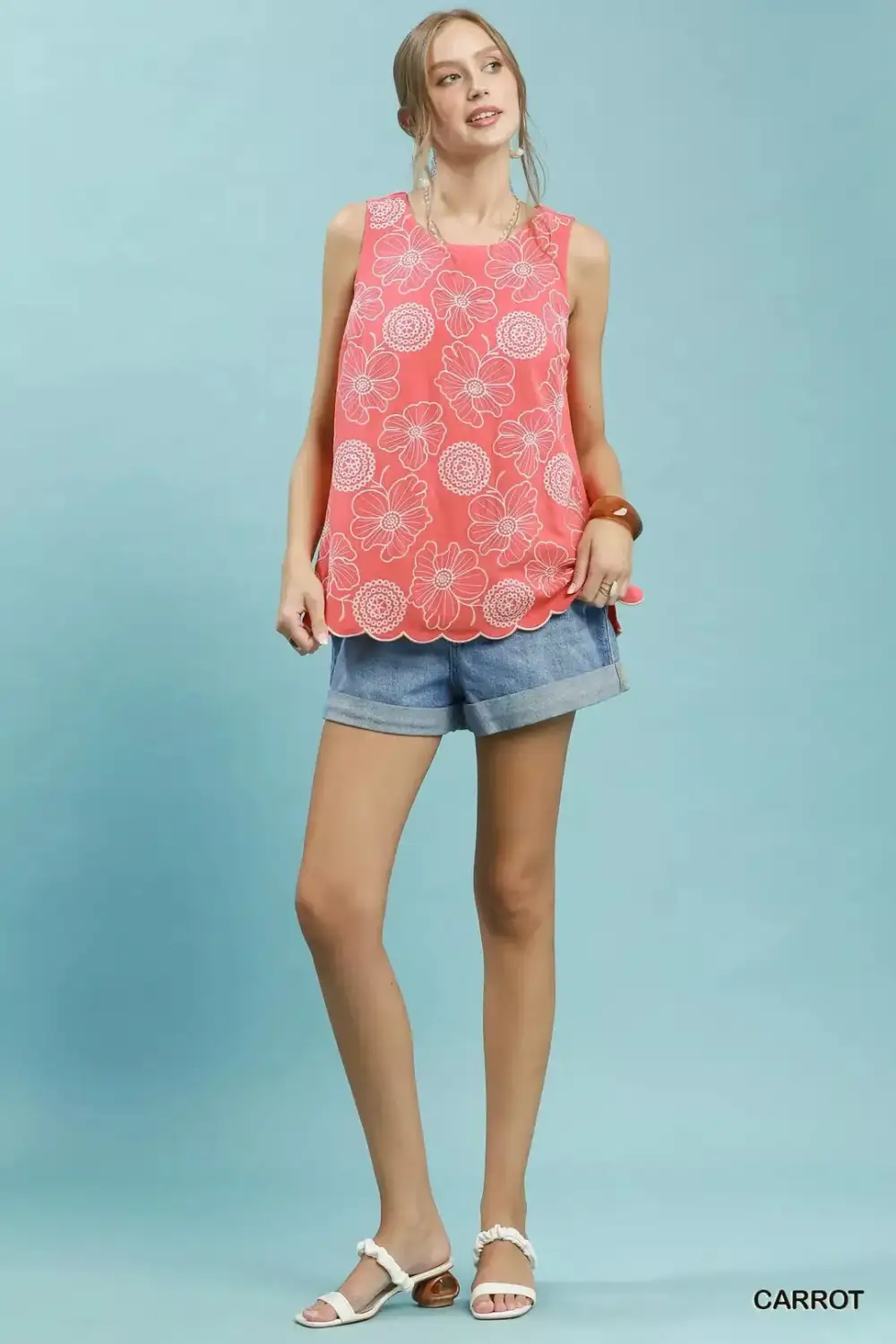 Floral Embroidered Sleeveless Top