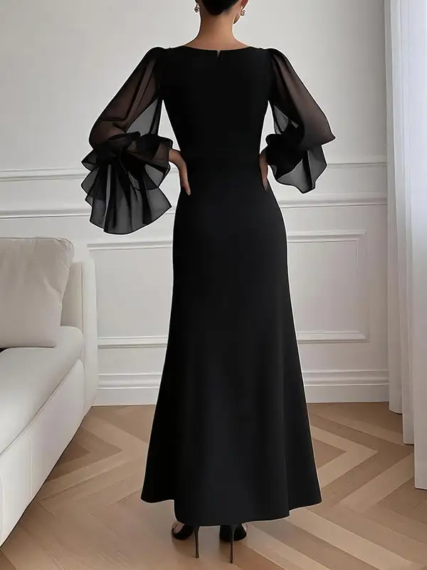 Split Long Neck Maxi Dress