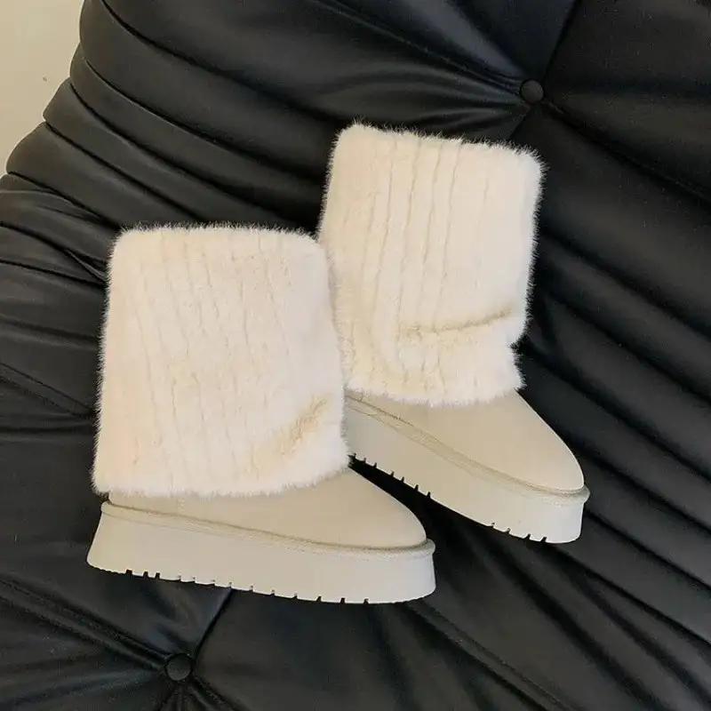 Faux-Suede Suede Plush-Lined Ankle Boots