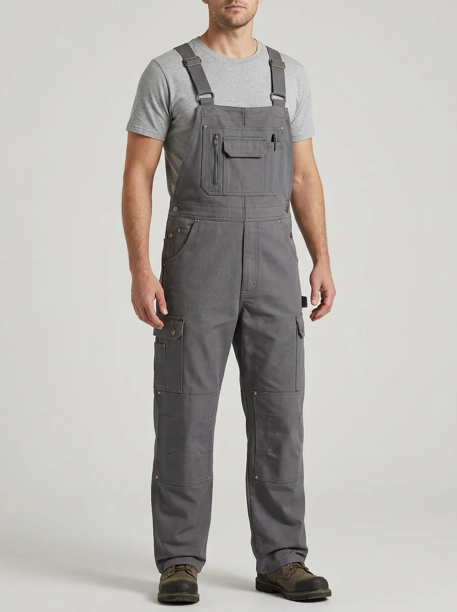 Men's Modern Multi-Pocket Canvas Bib Work Overalls