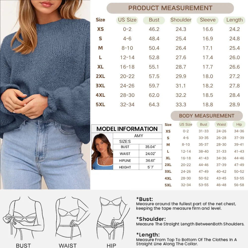 Women's Oversized Sweater Crewneck Long Sleeve