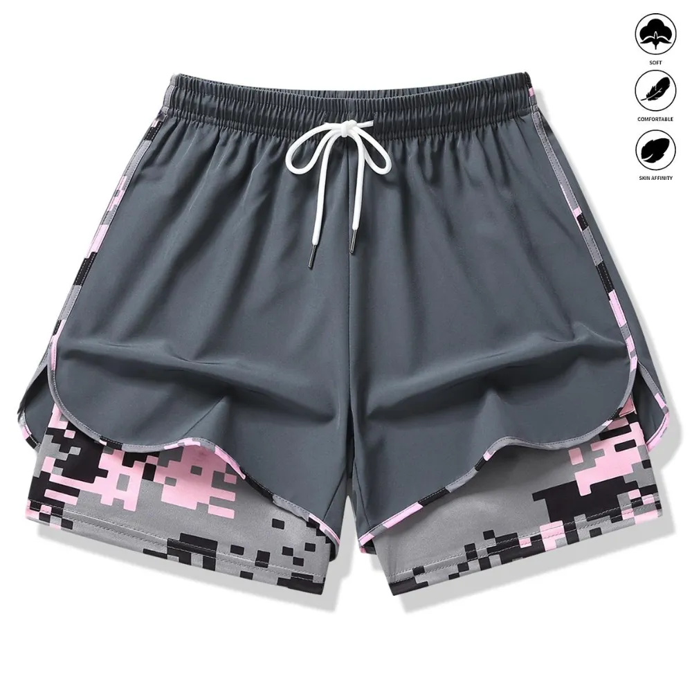 2-in-1 High Waist Athletic Shorts – Quick-Dry Summer Activewear