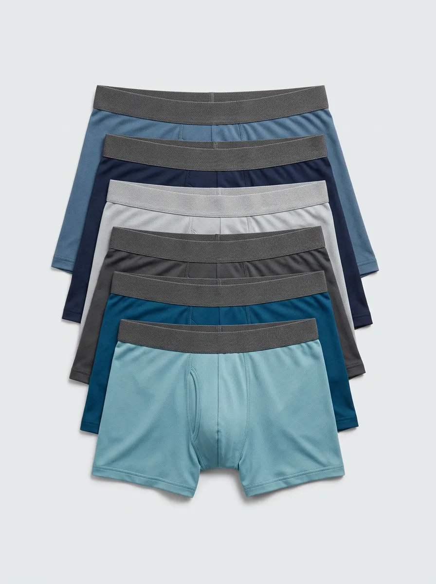Men's Multi-Color Solid Tone Breathable Mesh Boxer Briefs 6-Pack