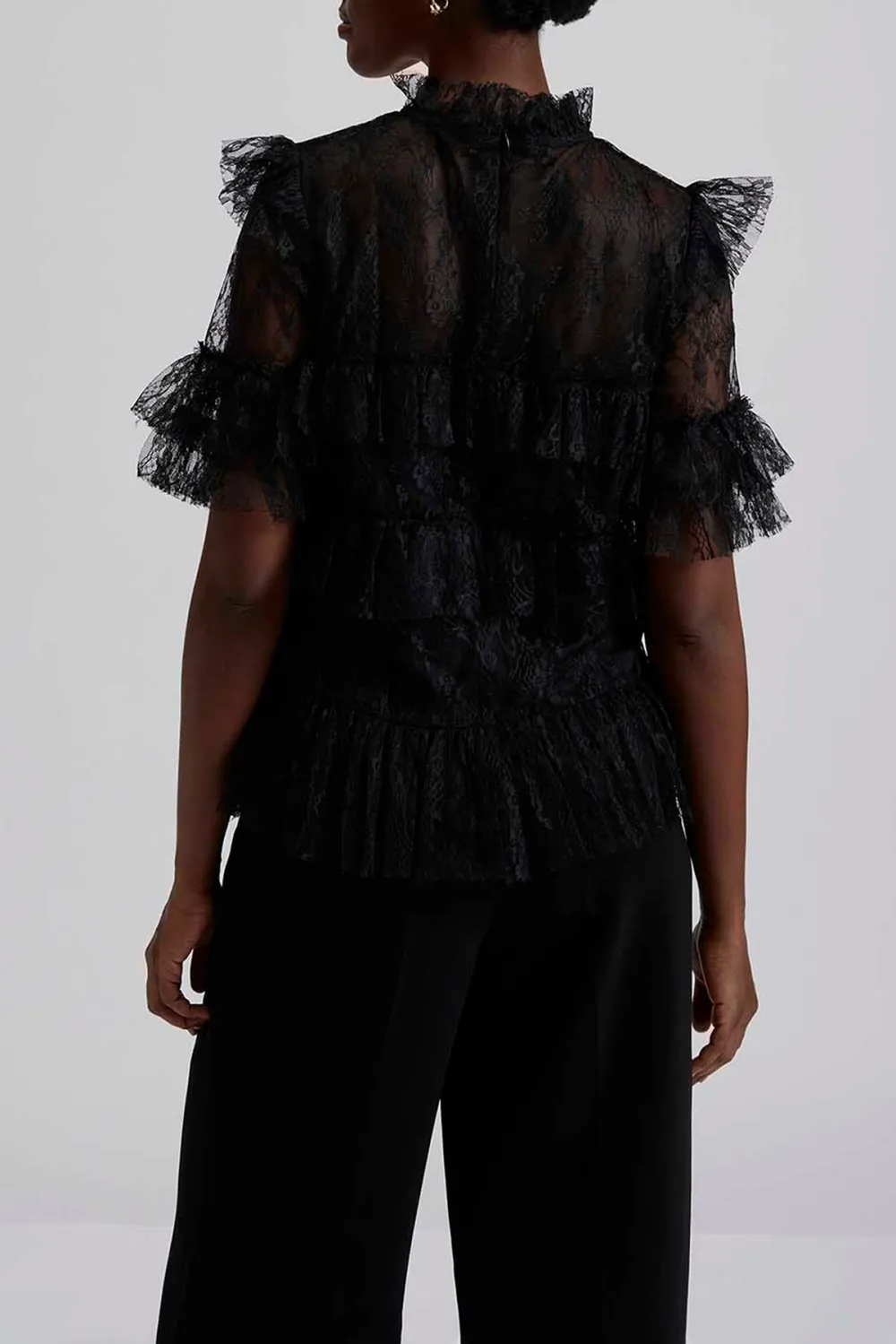 Tiered Lace Ruffled Blouse