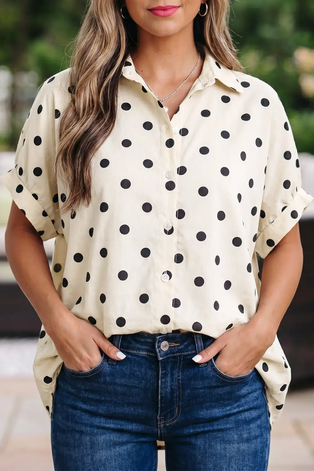 Dolman Sleeve Printed Casual Shirt
