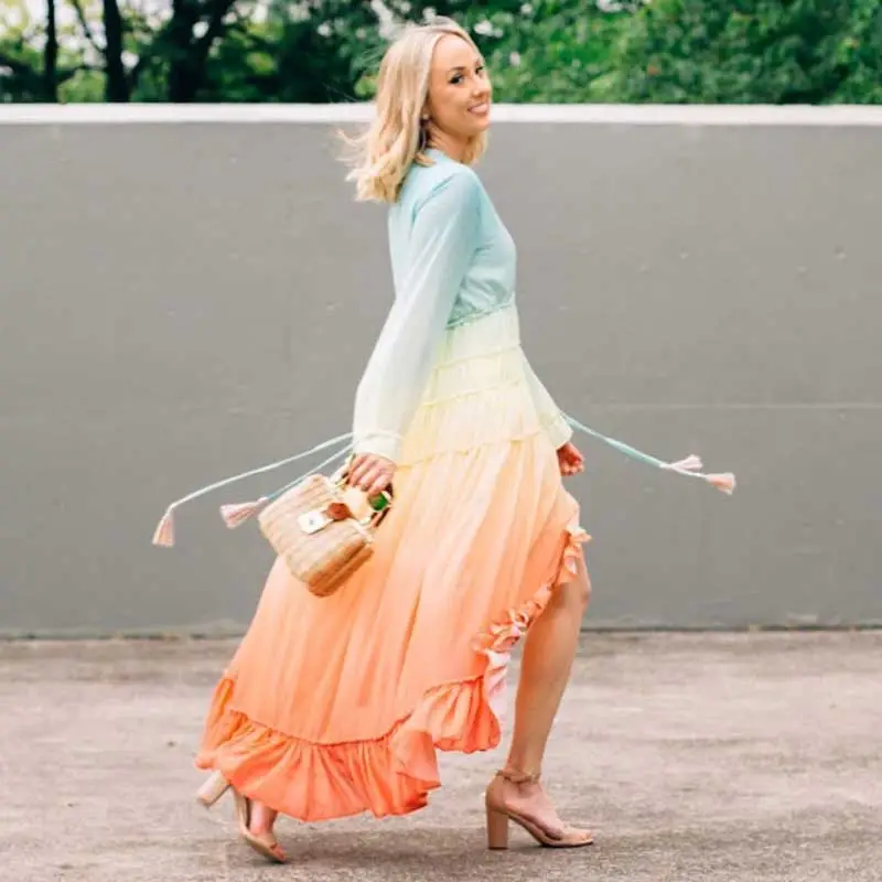 Summer Rainbow High Low Maxi Dress