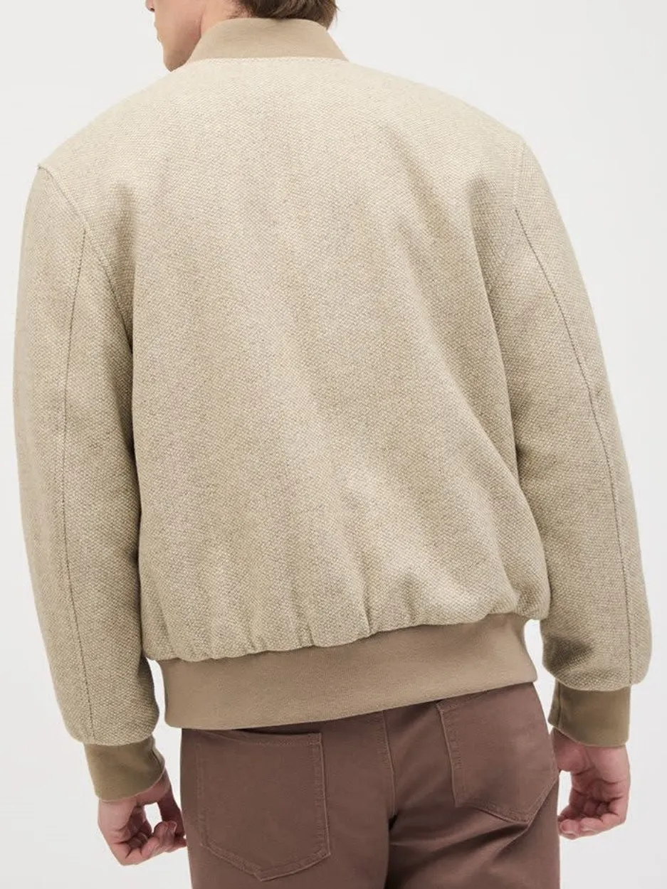 Beige Casual Style Long Sleeve Bomber Jacket