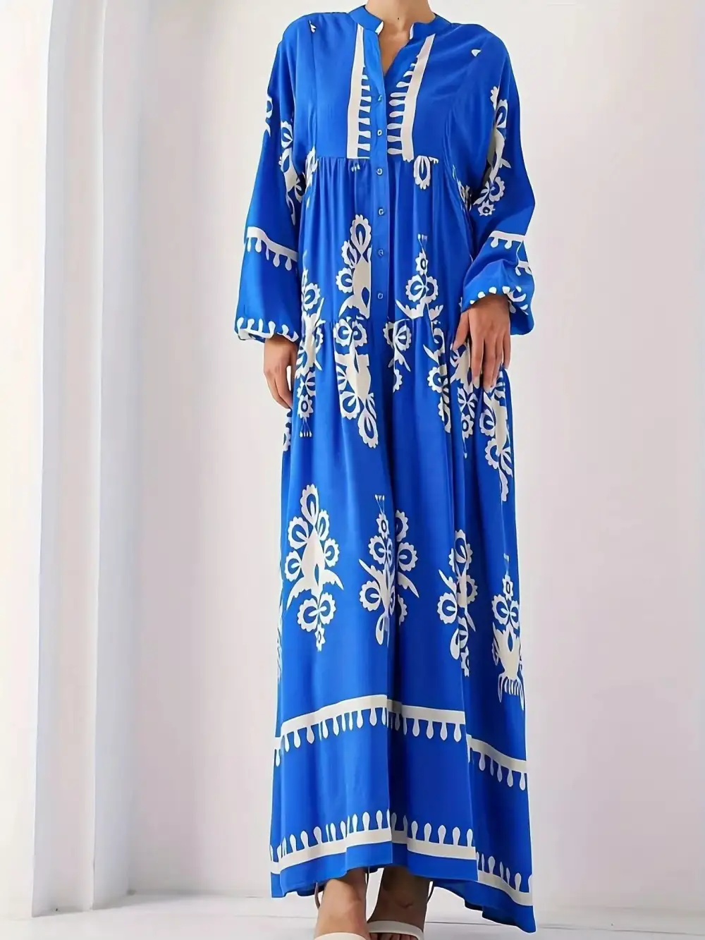 Printed Long Sleeve Maxi Dress