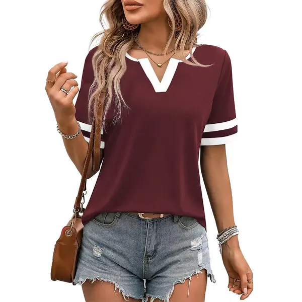 Women's V-neck slim breathable short-sleeve top