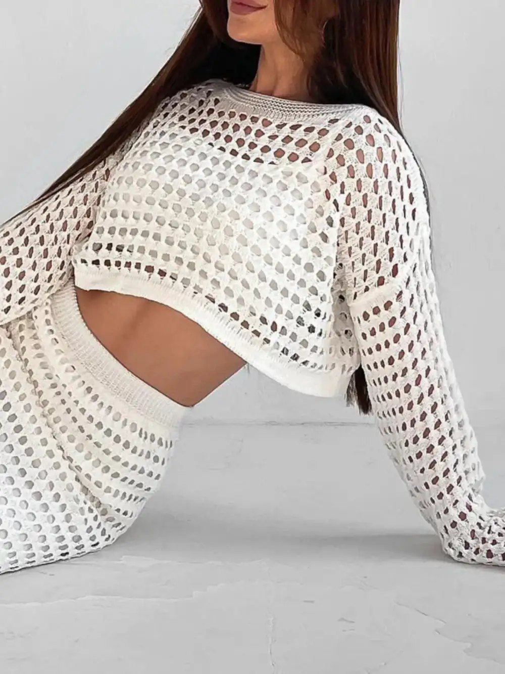 Easygoing Long Sleeve Knit Detail Coordinated Set