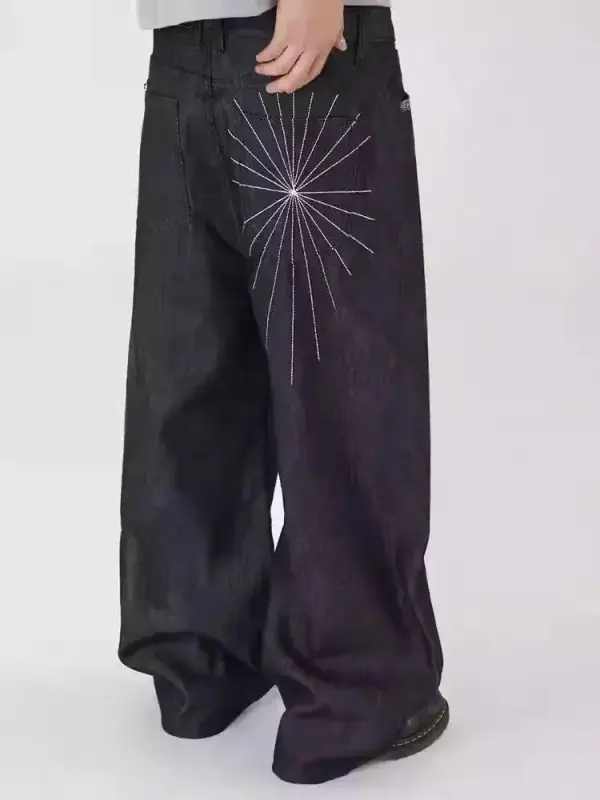 Stitched Contrast Straight Leg Jeans