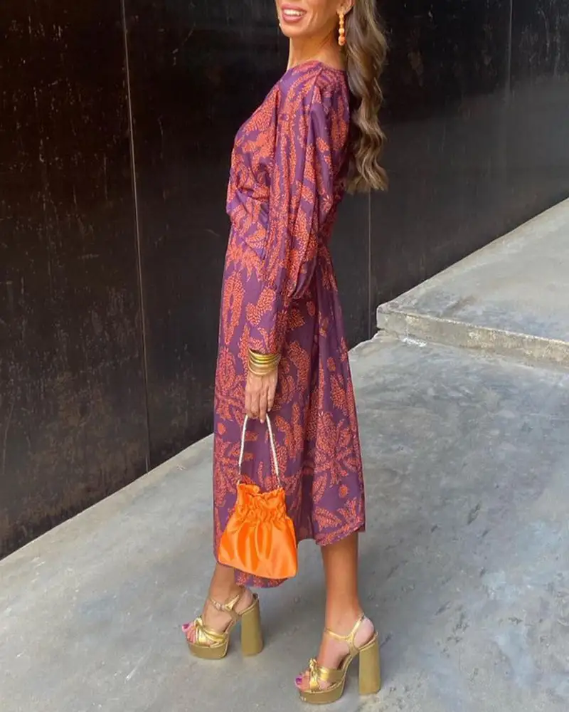 A Line Printed Maxi Dress
