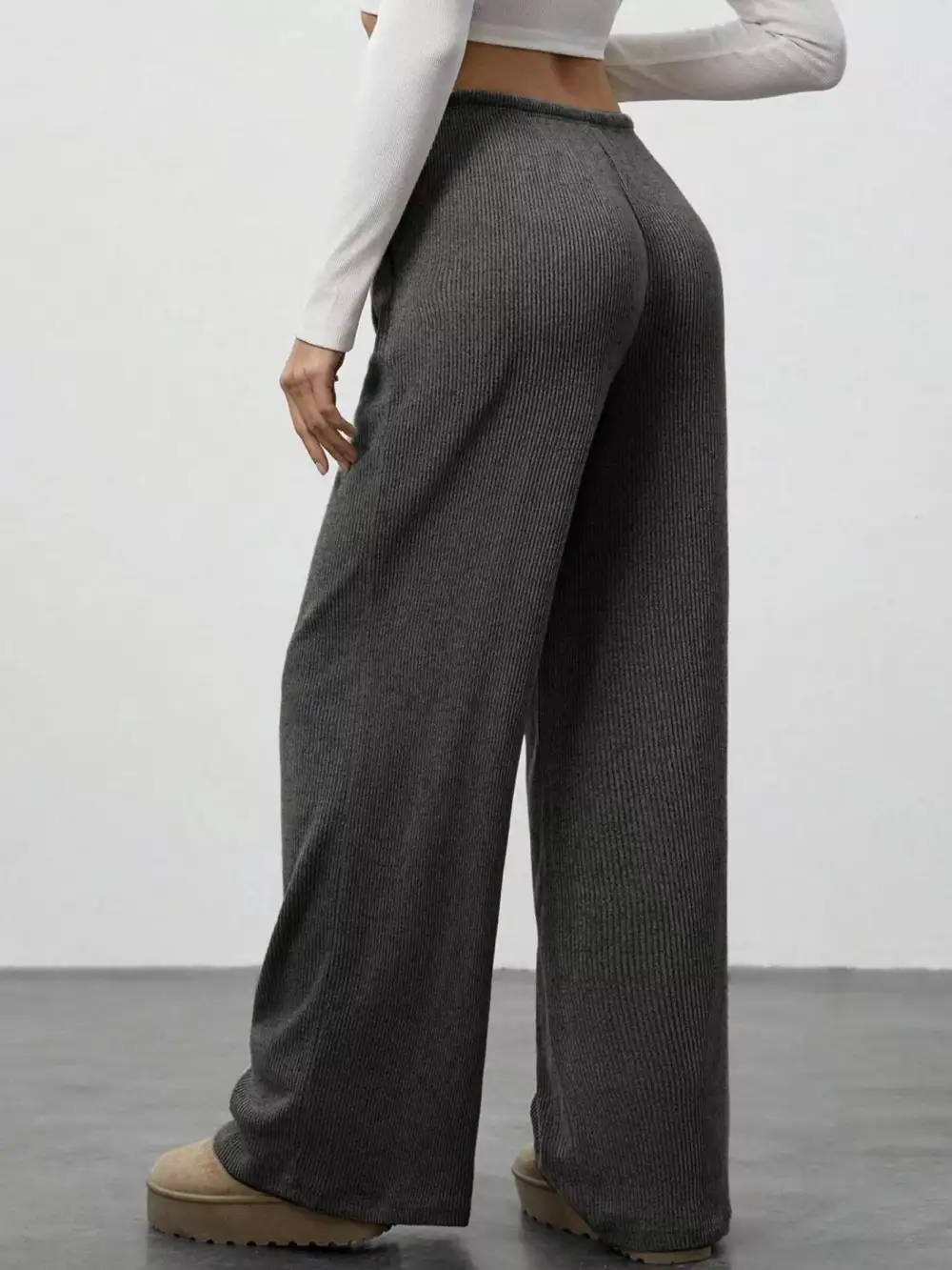 Wide Leg Relaxed Fit Drawstring Casual Pants