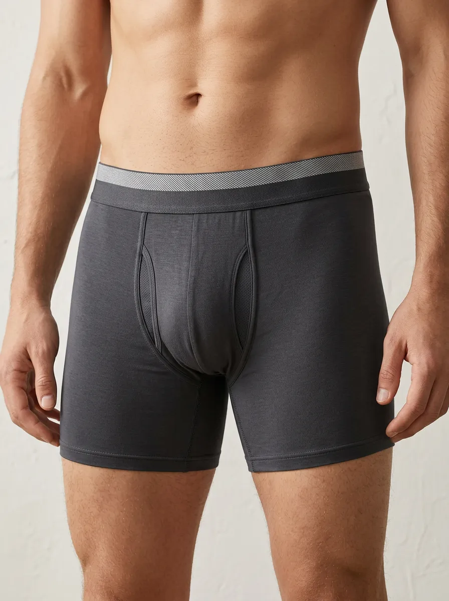 Men's Solid Charcoal Grey Athletic Boxer Briefs