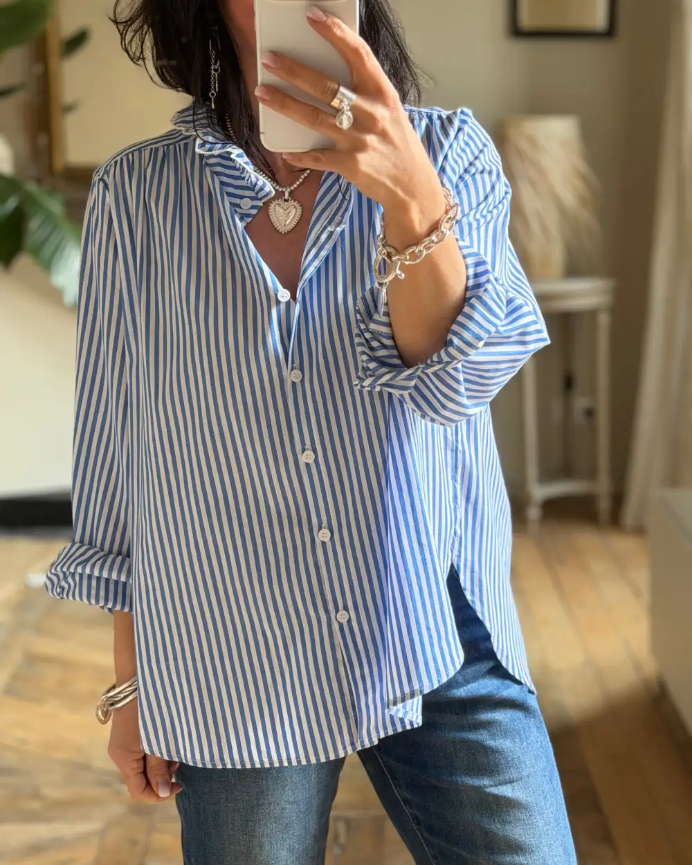 Classic Cotton Striped Relaxed-Fit Blouse