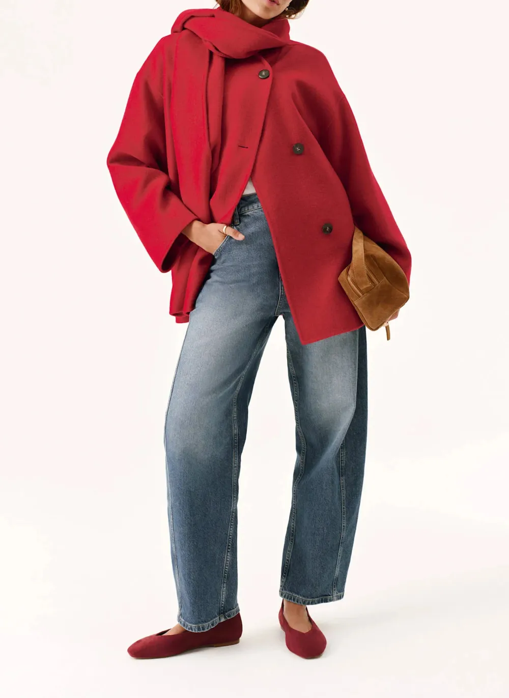 Casual Style Blend Hand Finished Scarf Coat