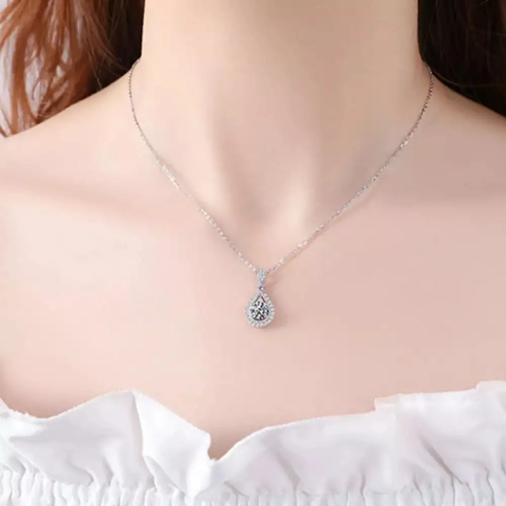 Modern Classic Sterling Silver Teardrop Necklace