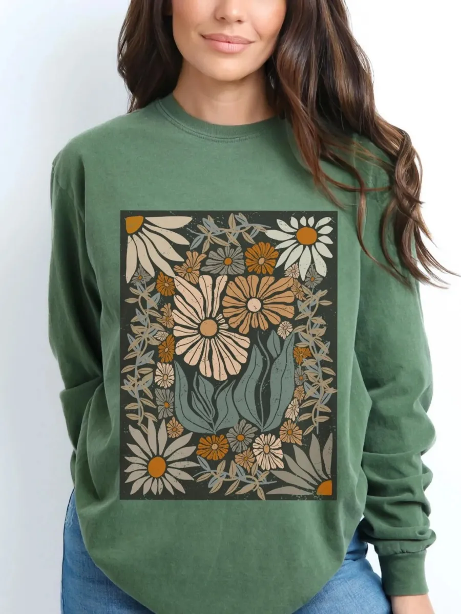 Retro Boho Floral Print T-Shirt