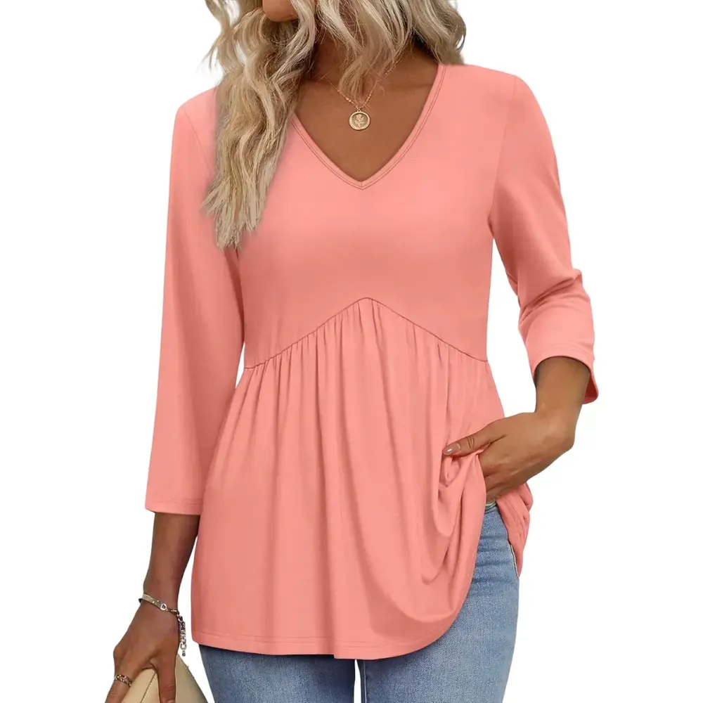 Women's Sleeve V-Neck Blouse