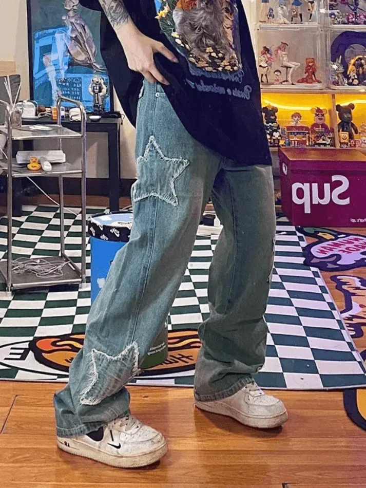 Wash Star Patched Boyfriend Jeans