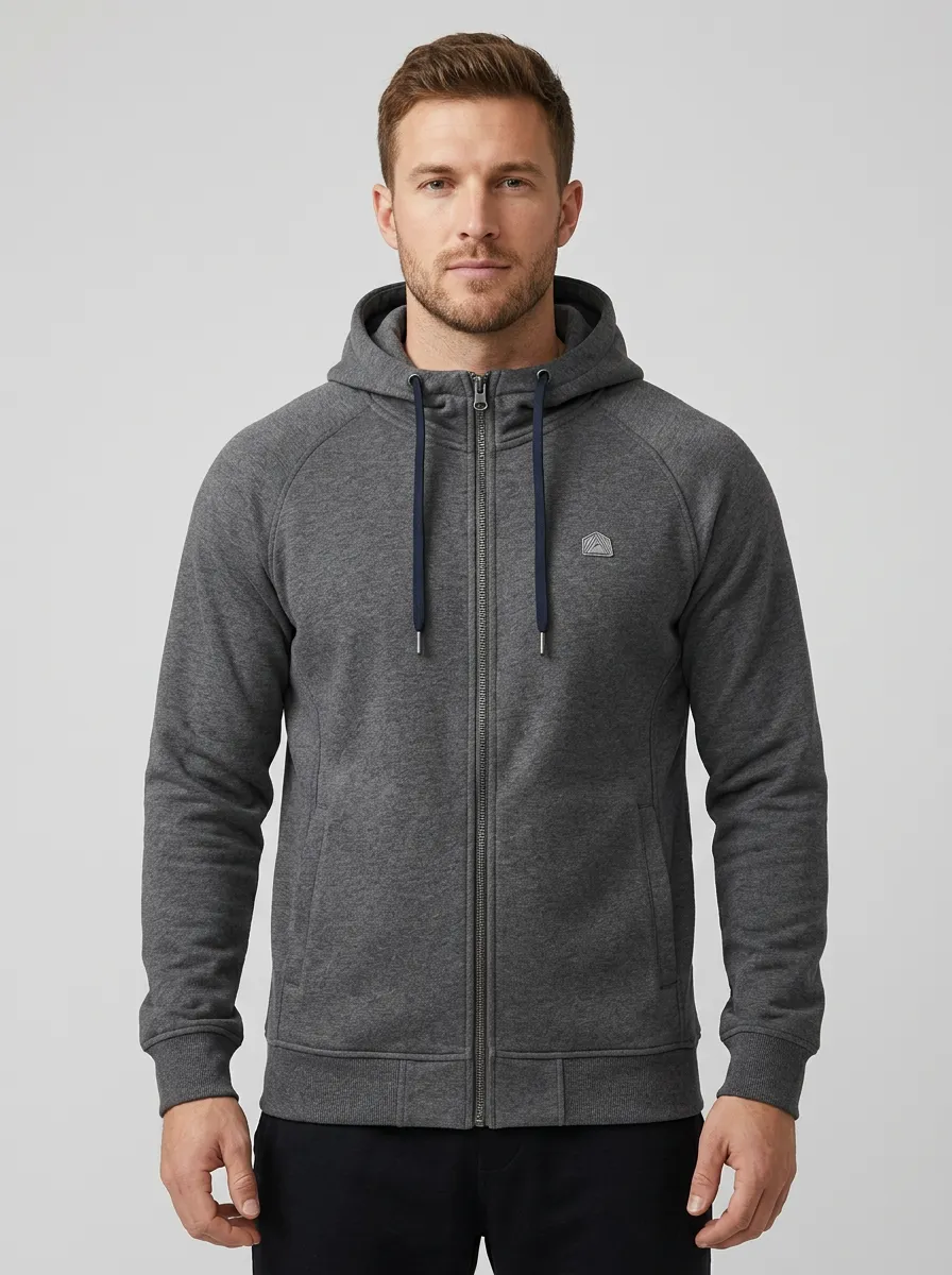Athletic Zip-Up Hooded Look Men's Sport Jacket