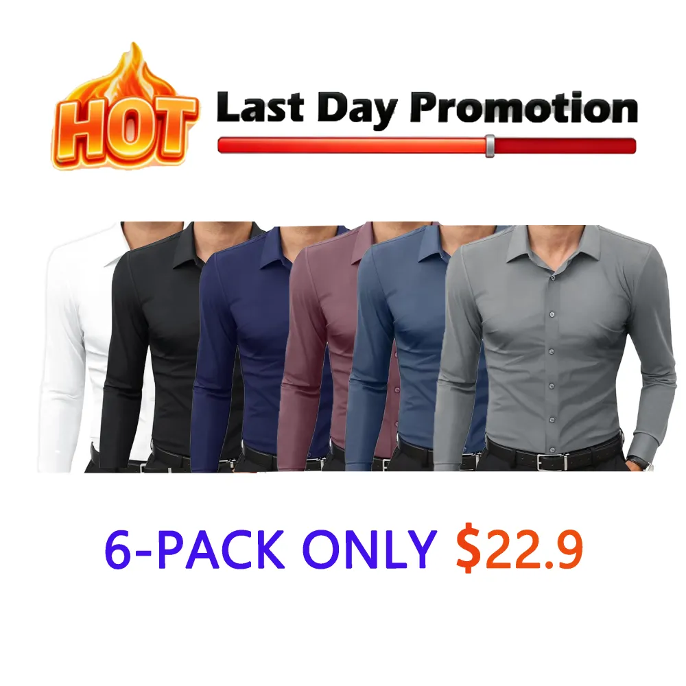 Dress Shirts 16-Way Stretch Slim Fit Long Sleeve Button Down Shirts Wrinkle Free Traveler Shirts Top Menswear