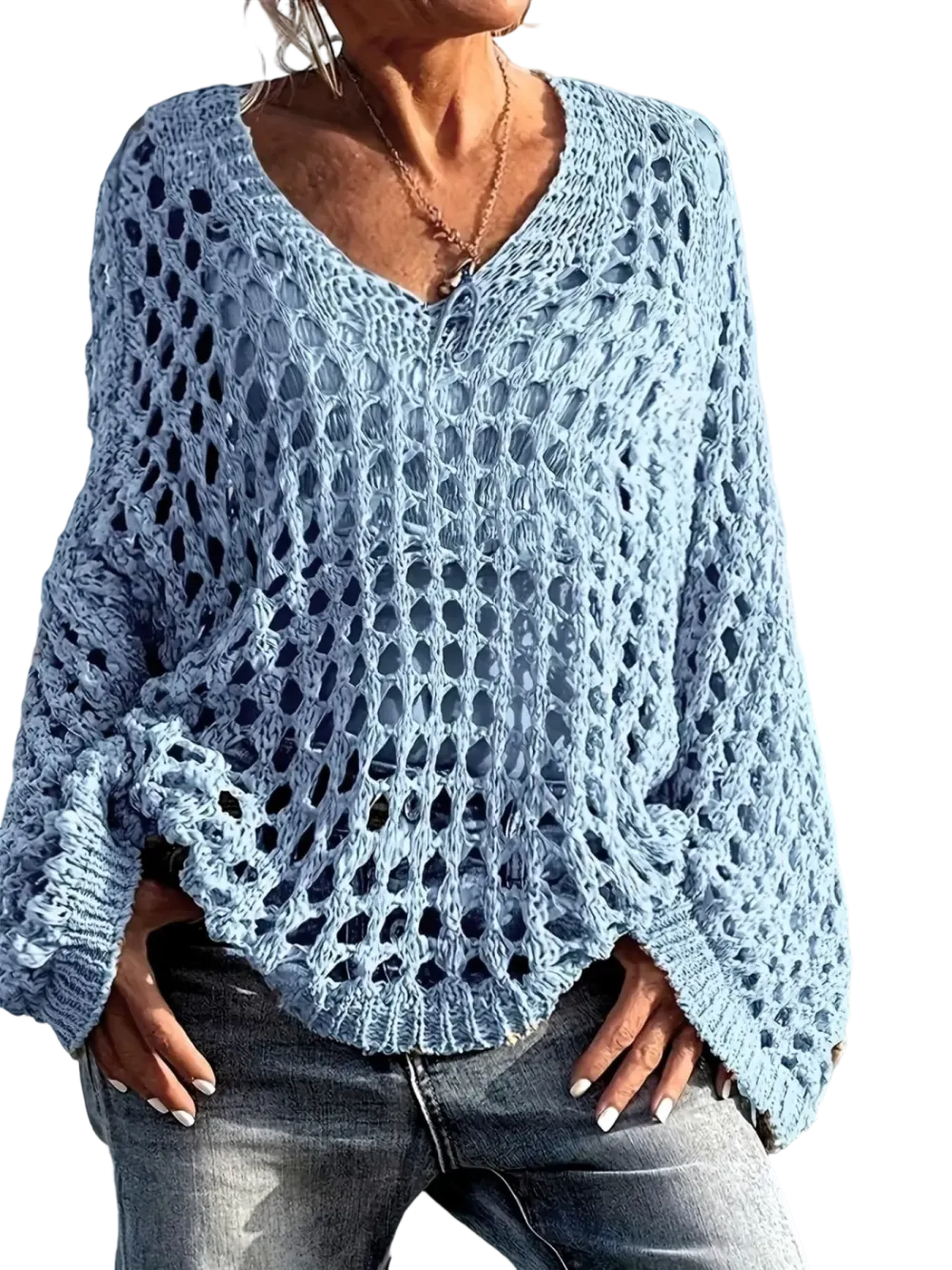 Women's loose-fitting hollow-out design top