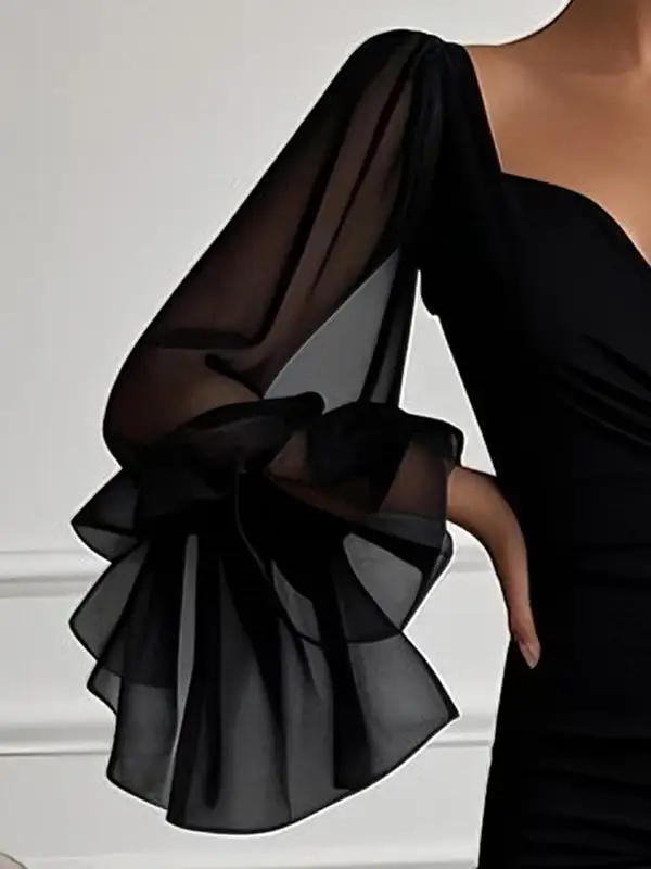 Split Long Neck Maxi Dress