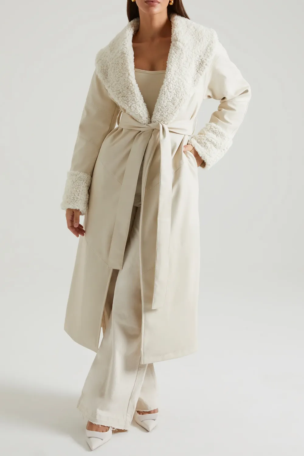 Oversized Warm Tie Waist Coat