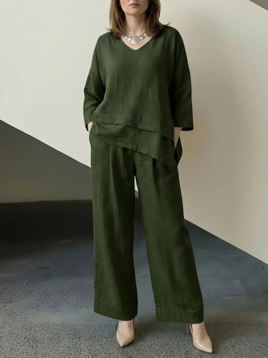 Relaxed Long Sleeve Top And Pants Set