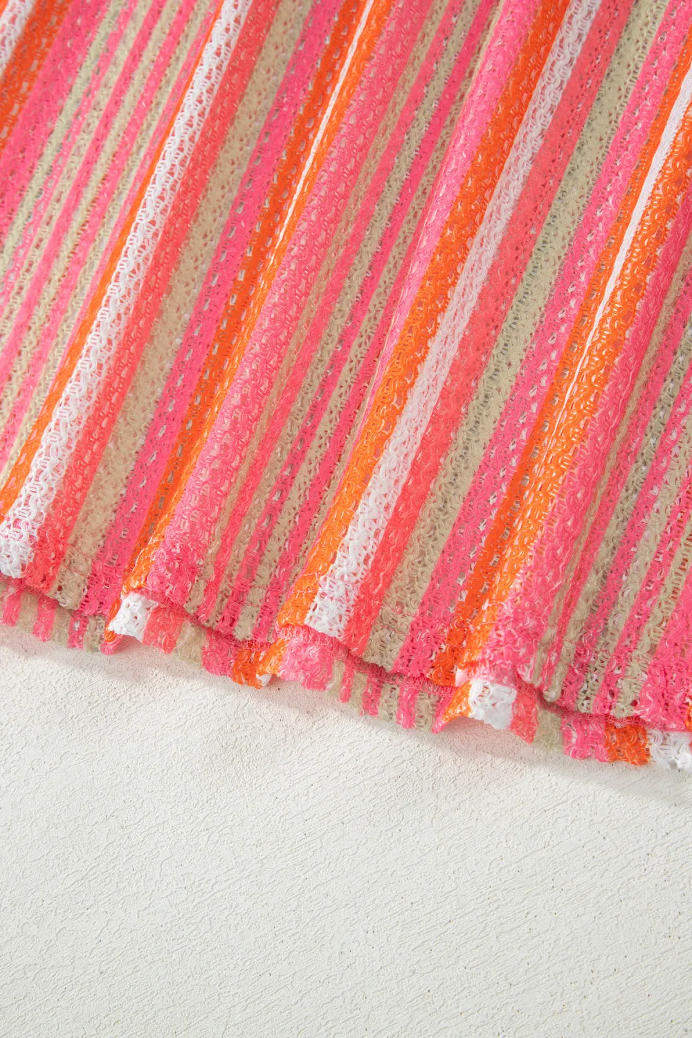 Striped Ribbed Ruffle Maxi Dress