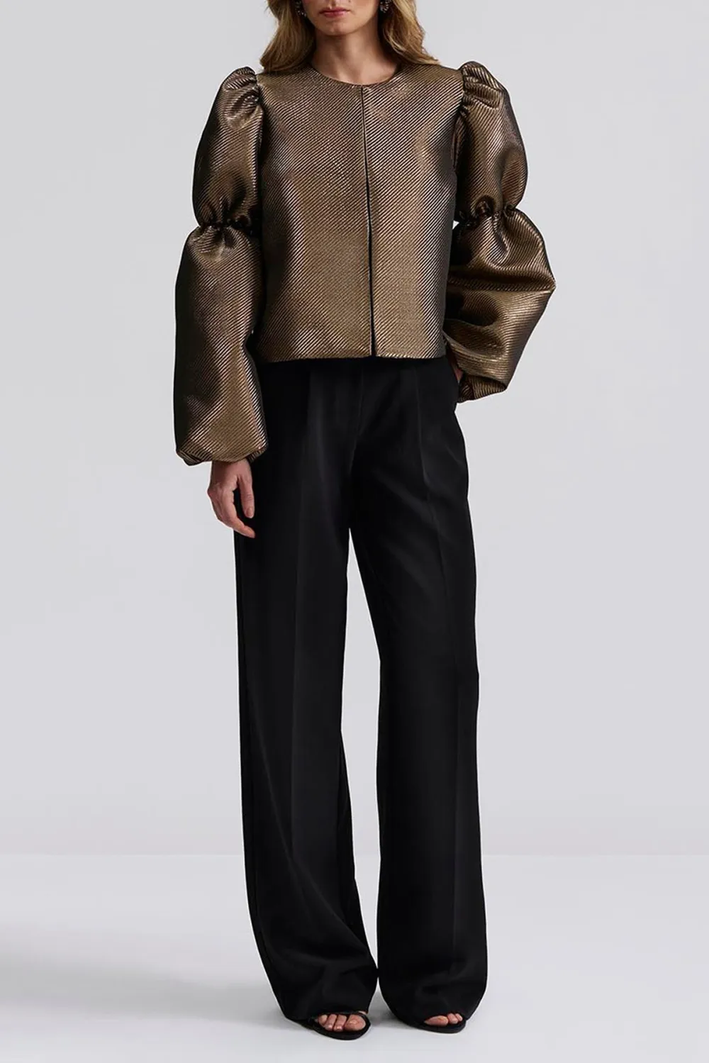 Puff Sleeve Keyhole Neck Blouse