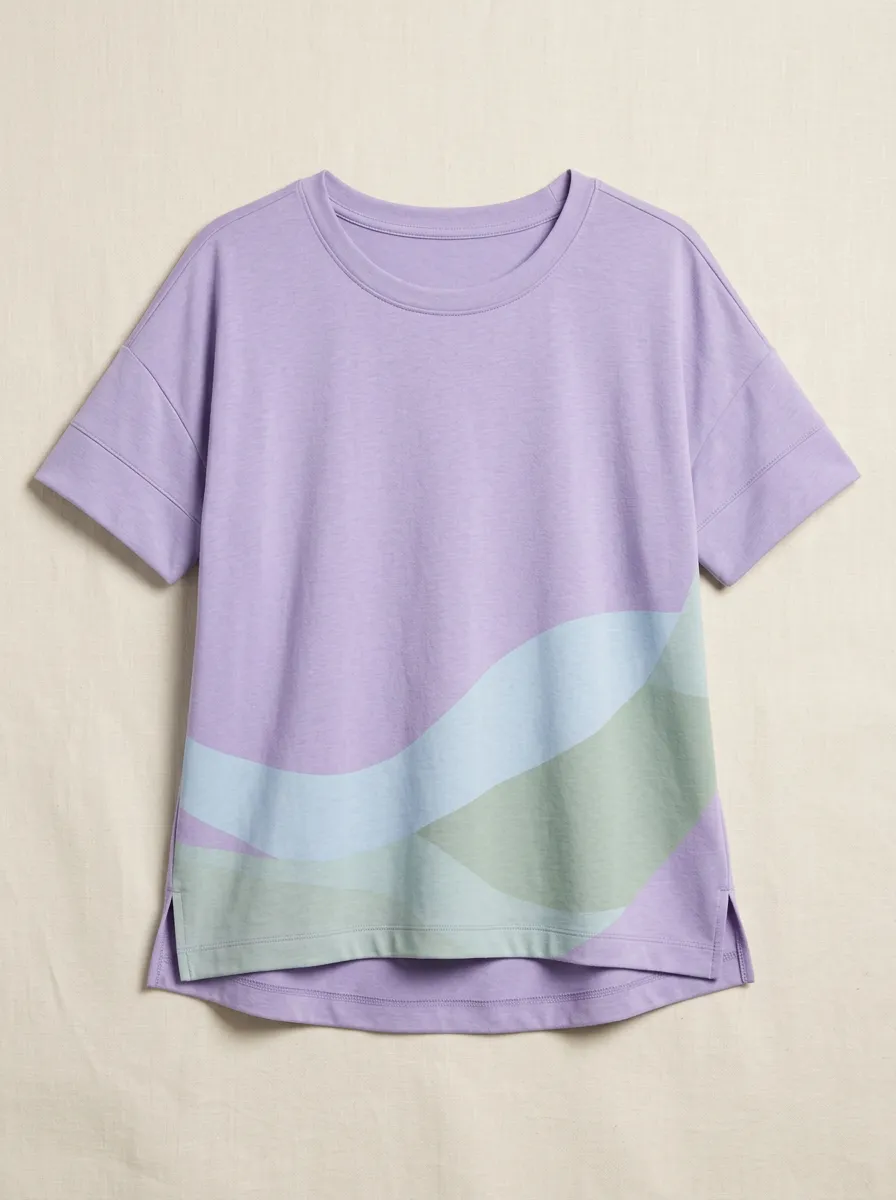 Women's Casual Sporty Abstract Wave Printed T-shirt