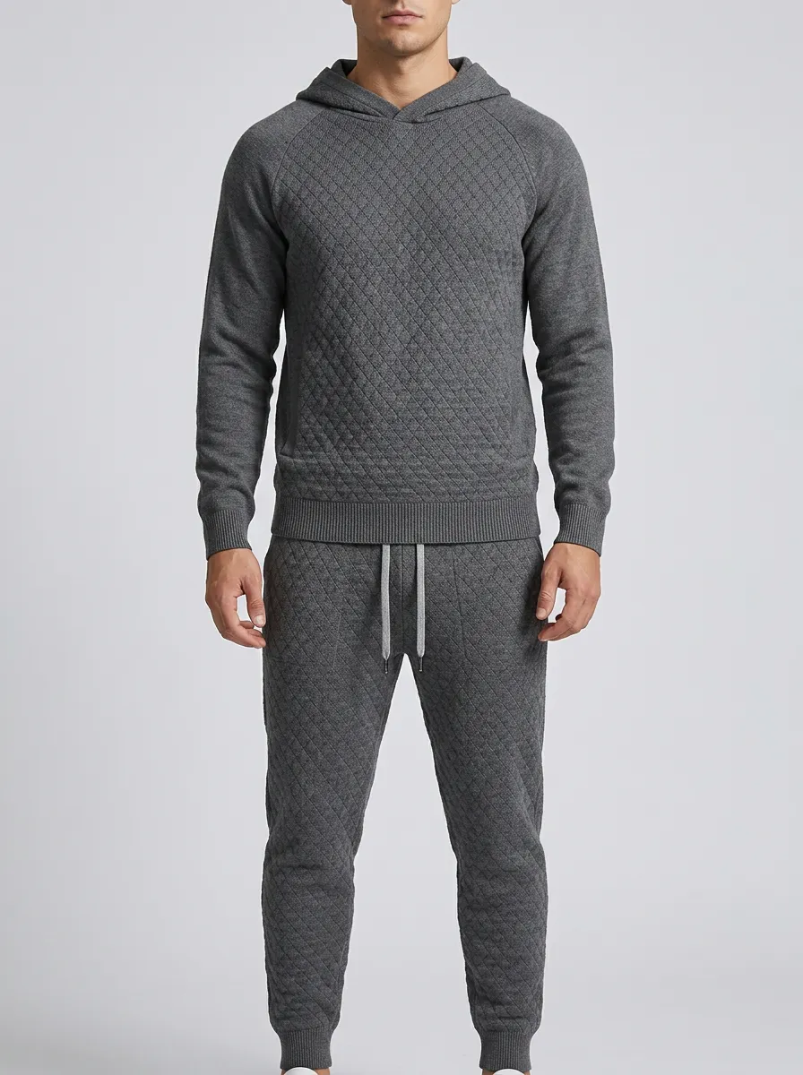 Hooded Men's Knit Hoodie Jogger Set