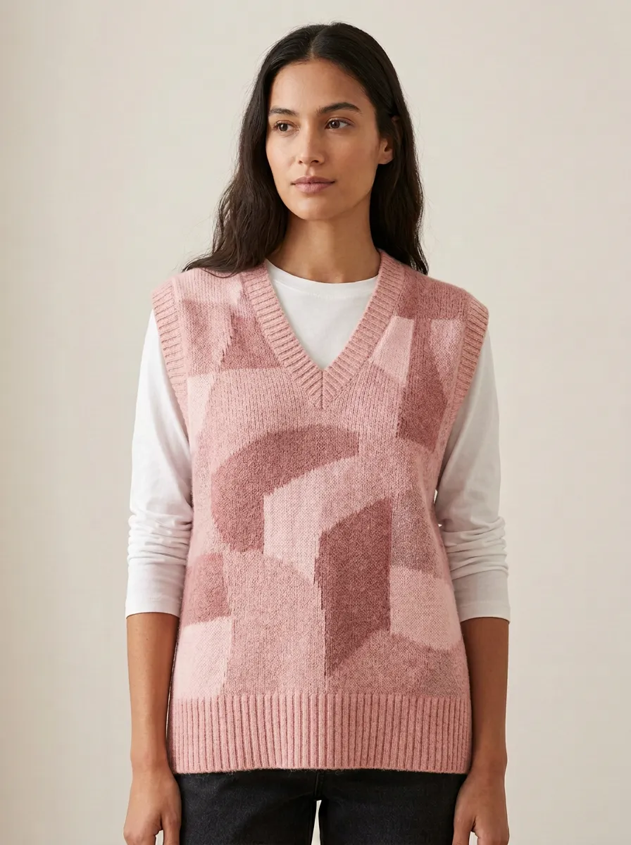 Geometric Vneck Sweater Vest