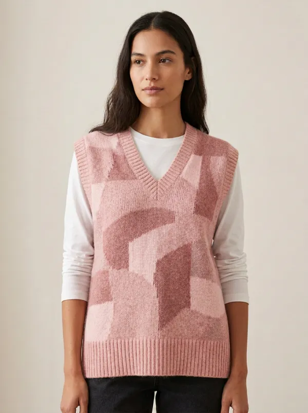 Geometric Vneck Sweater Vest
