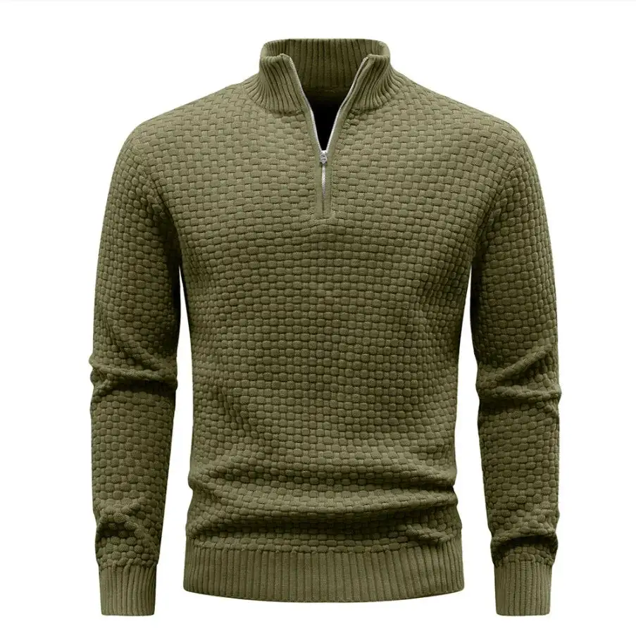 Textured Half-Zip Knit Sweater