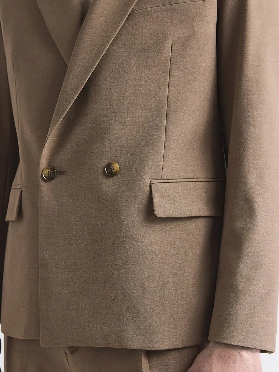 Rose Taupe Relaxed-Fit Double-Breasted  Suit Blazer