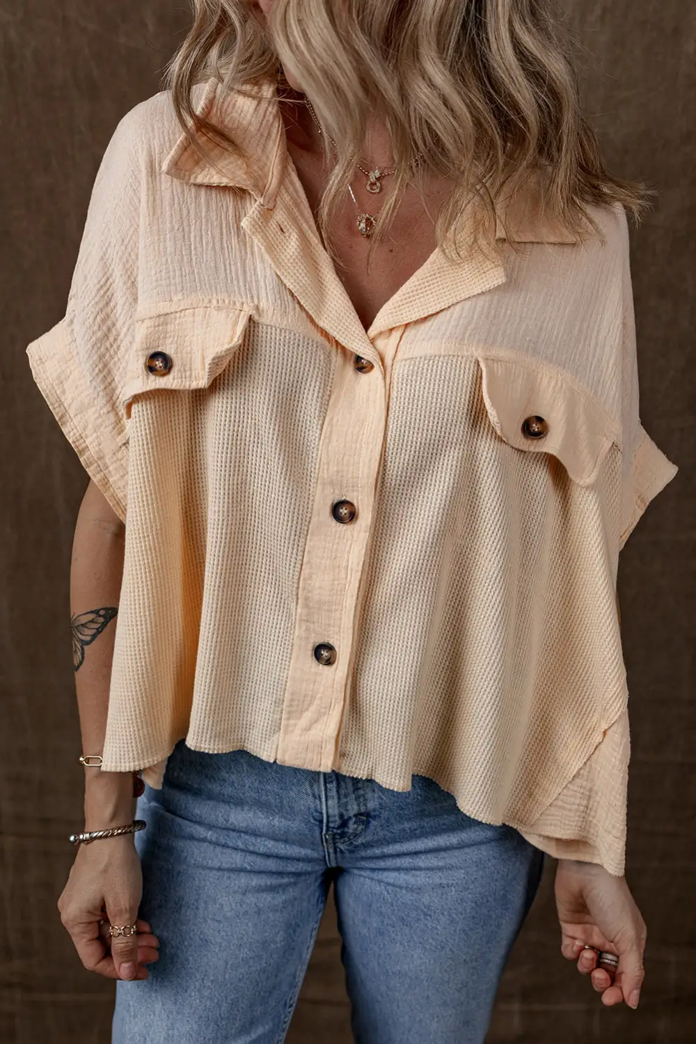 Batwing Sleeve Casual Shirt