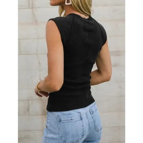 Exposed Seam Round Neck Tank
