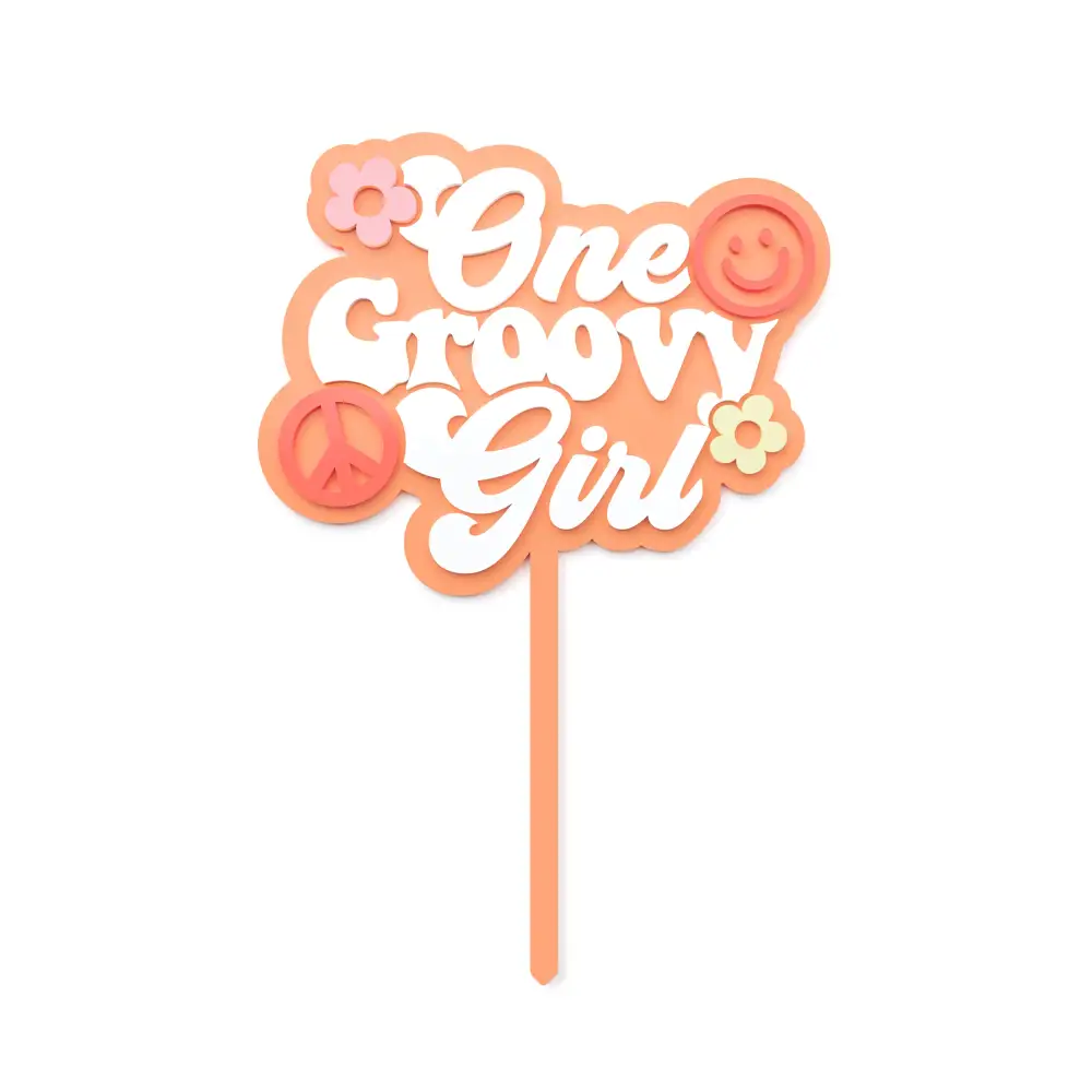Groovy Party Acrylic Cake Topper