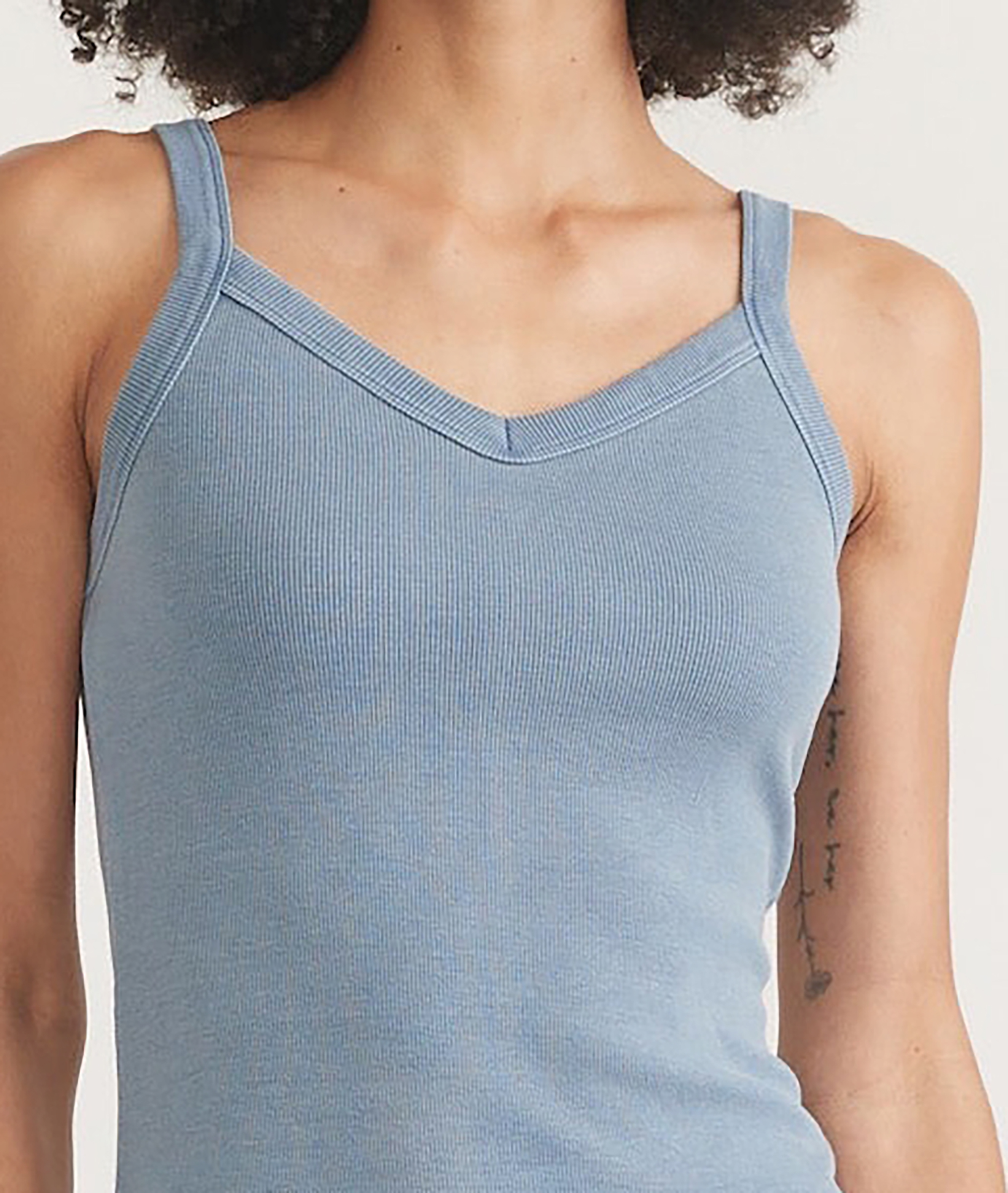 Light Blue Spaghetti Strap Ribbed Dress