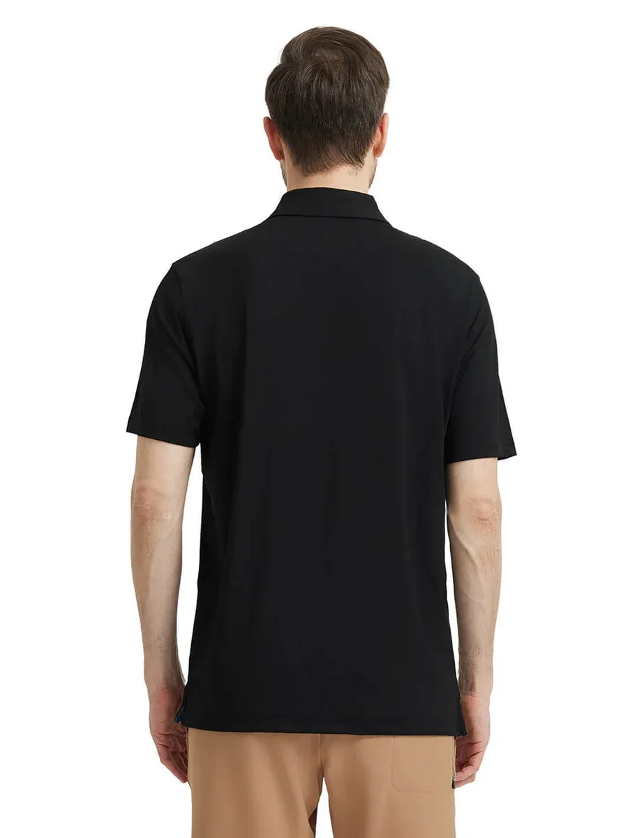 Men'S Designed Collared Solid Performance Polo