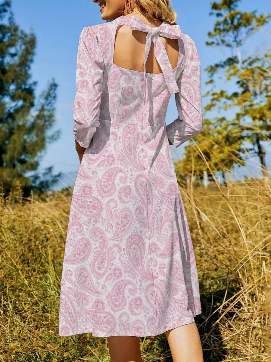 Pink Boho Print Dress