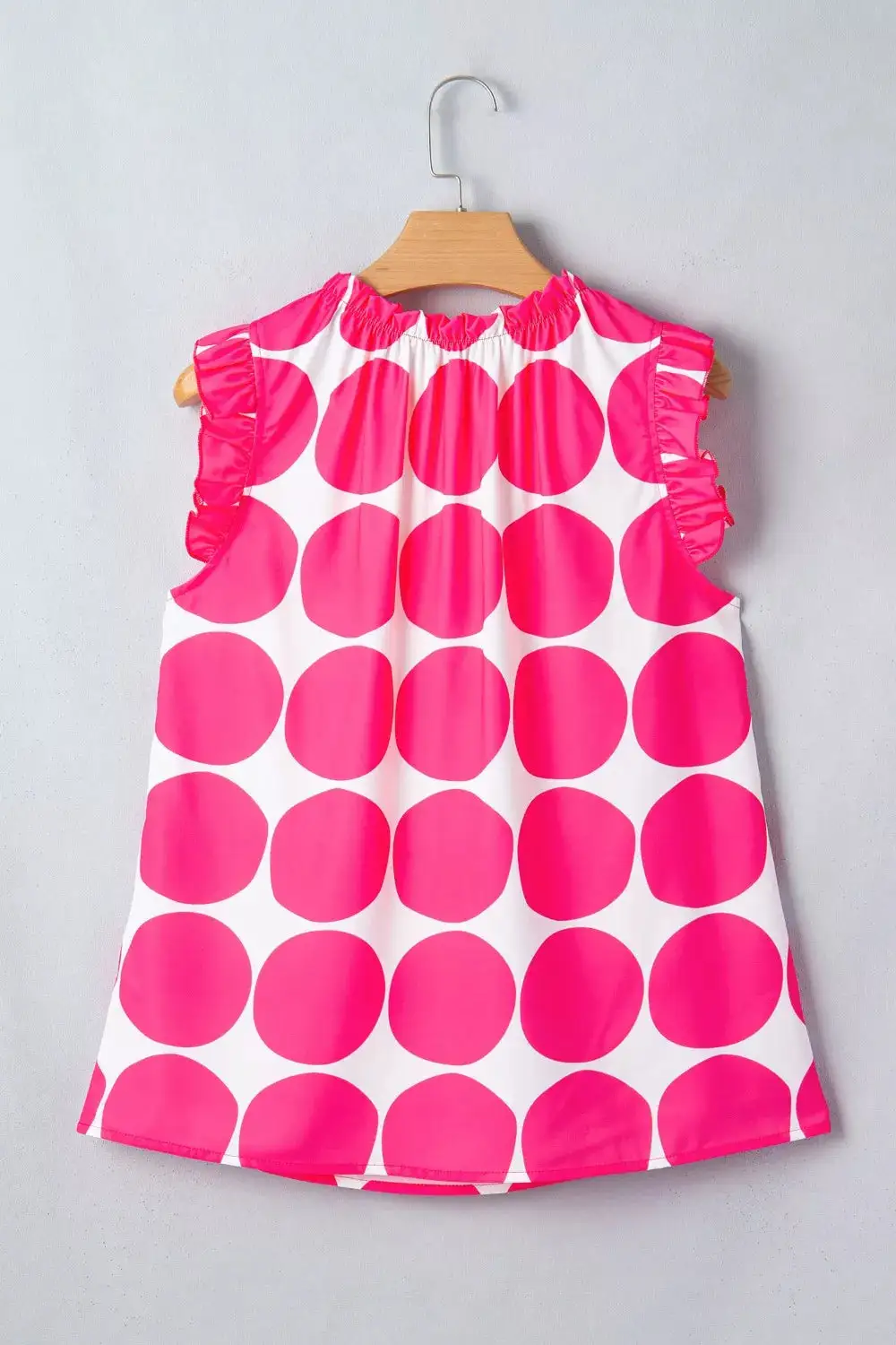 Polka Dot Print Frilled Round Neck Shift