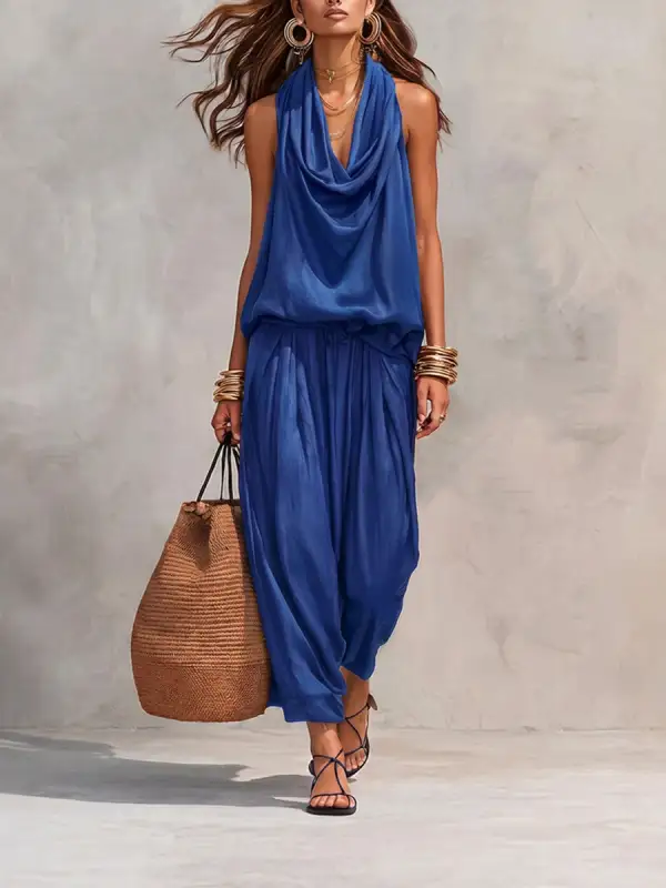 Relaxed High Waist Blouse And Pants Set