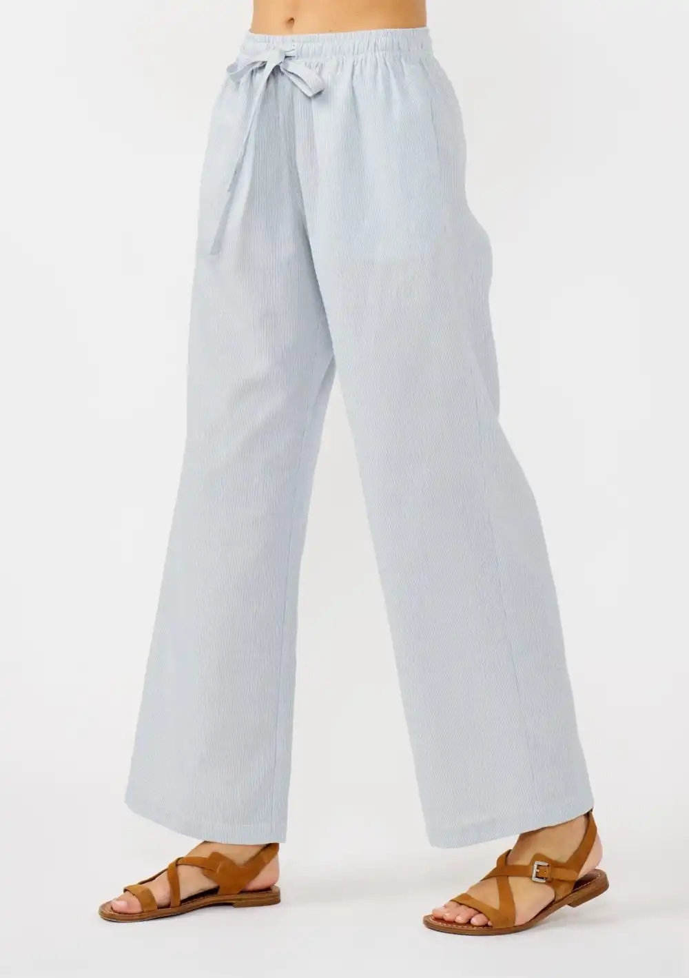 Ribbed Drawstring Straight Pants